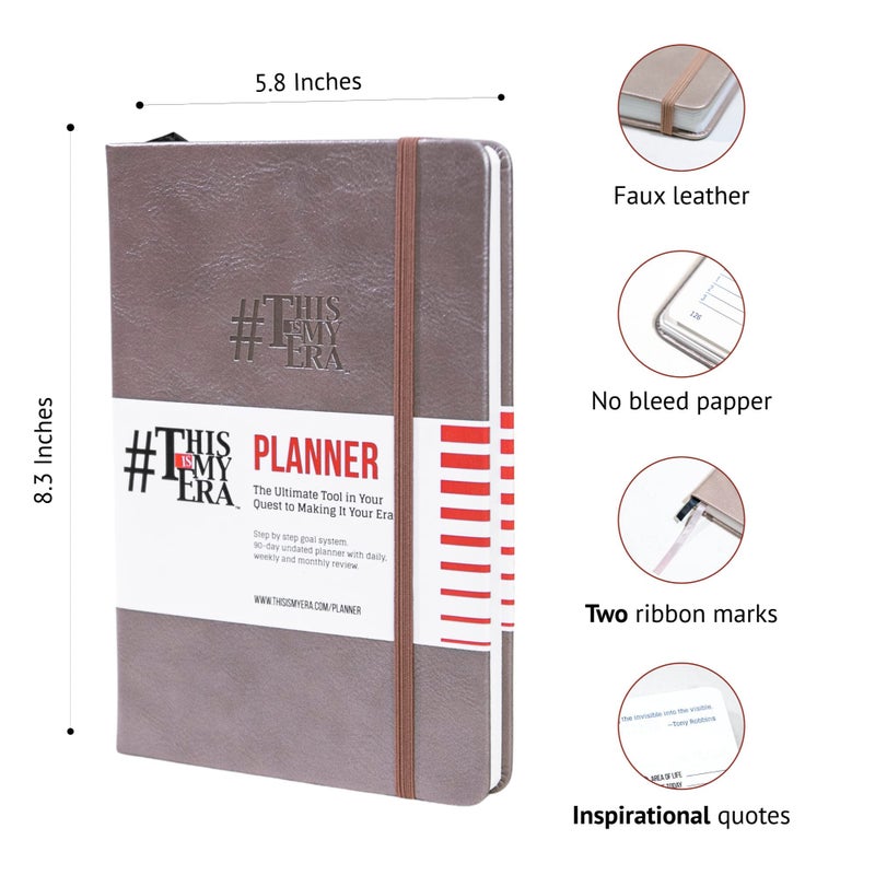 #ThisIsMyEra This Is My Era 90 Day Planner, Undated Weekly and Monthly Planner, Life Organizer | Goals Journal, Undated Agenda, Leather & Hard Cover Planner (1 Pack, Gold) - Image 3